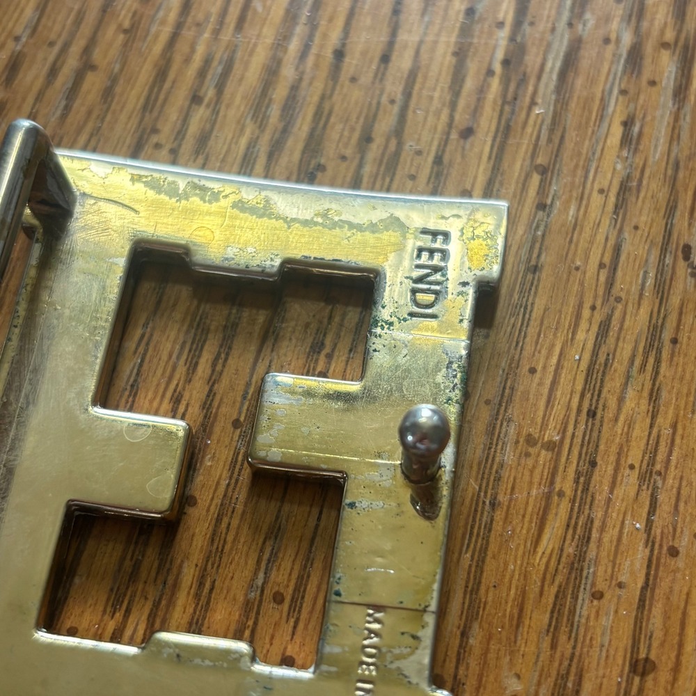 Fendi FF Zucca Logo Belt Buckle ONLY Silver Black Made in Italy - Picture 3 of 10